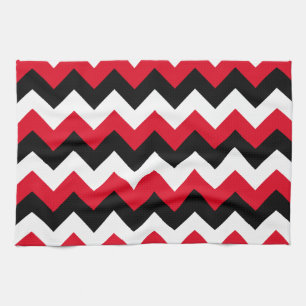 Paño De Cocina Zigzag Rojo Negro y Blanco