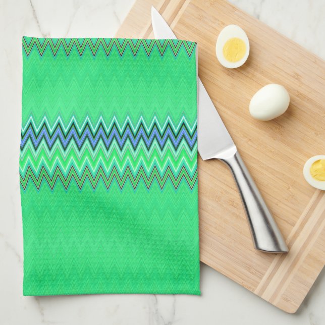 Paño De Cocina Zigzag verde claro (Doblado Cuarto)