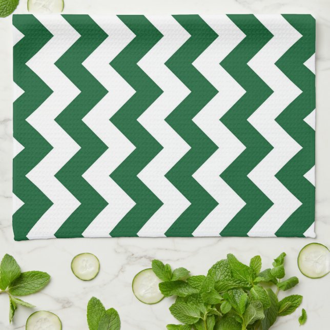 Paño De Cocina Zigzag Verde y Blanco (Doblado)