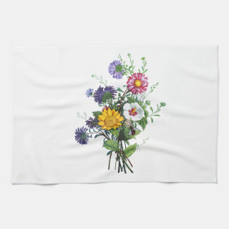 Paño De Cocina Zinnias, Hollyhocks y ramo del girasol por Prevost