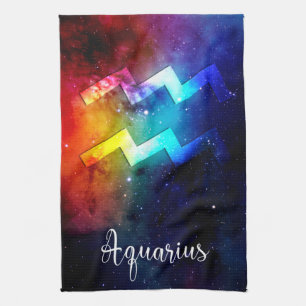 Paño De Cocina Zodiac: Arcoiris espacial acuario