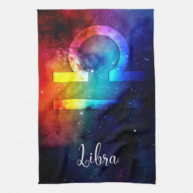 Paño De Cocina Zodiac: Espacio arcoiris de Libra (Vertical)