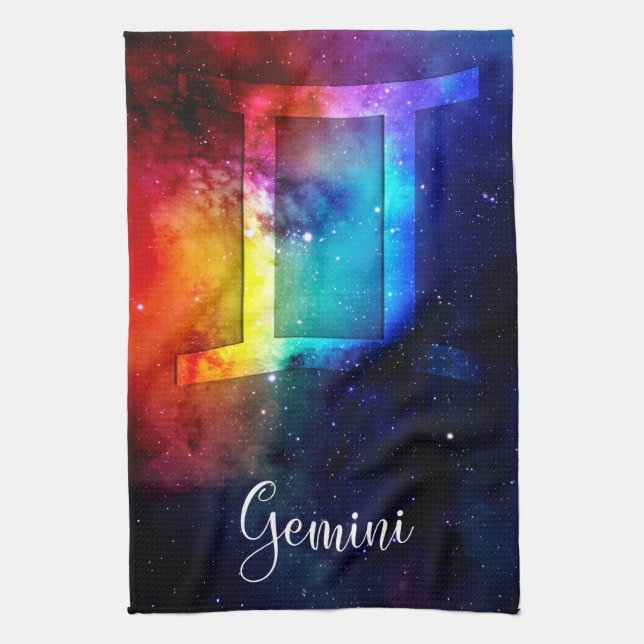 Paño De Cocina Zodiac : Espacio arcoiris Gemini (Vertical)