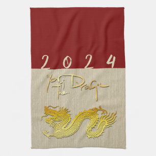 Paño De Cocina Zodiac KT de papel trenzado de oro de Dragon chino