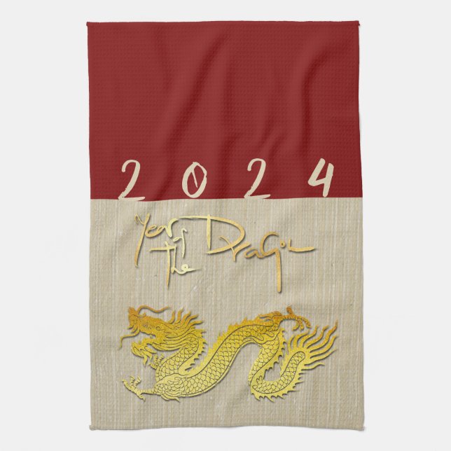 Paño De Cocina Zodiac KT de papel trenzado de oro de Dragon chino (Vertical)