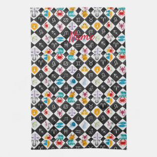 Paño De Cocina Zodiac Sun Rótulo Astrología Calendario Thunder_Co