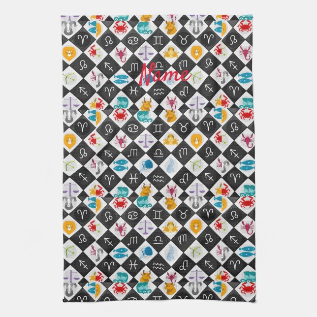 Paño De Cocina Zodiac Sun Rótulo Astrología Calendario Thunder_Co (Vertical)