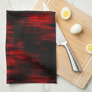 Paño De Cocina Zonas rasgadas en rojo brillante y negro
