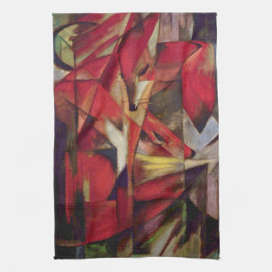 Paño De Cocina Zorros por Franz Marc, Arte Cubista Abstracto Vint
