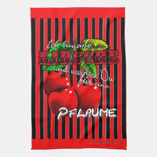 Paño De Cocina Zuckersüße rote Kirschen mit lustigen Spruch (Vertical)