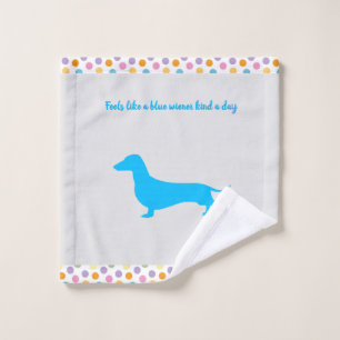 Paño de lavado de Dachshund de silueta azul