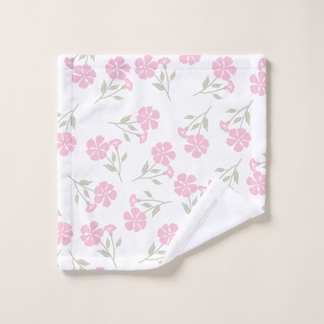Paño de lavado floral rosa profundo con diseño ele (Toallita)