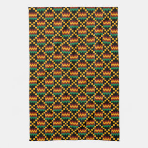 Paño negro, verde, rojo, y amarillo de Kente