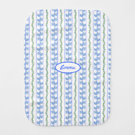 Paño Para Bebés Aves azules escandinavos Flores amarillas rojas