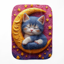 Decoración de guardería de gato lunar, gatito durm