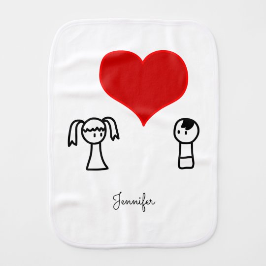 Paño Para Bebés El muchacho y el chica lindos en amor doodle al