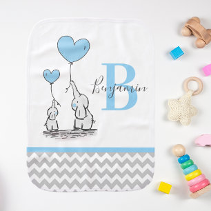 Paño Para Bebés Elephant Blue Gray Chevron BOY