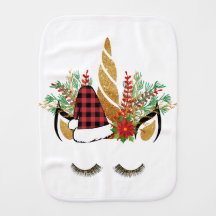 Navidades Unicorn Burp Cloth