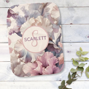 Paño Para Bebés Niña pequeña monograma moderno floral inicial rosa