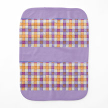 Pañuelo morado blanco y naranja gingham para bebé