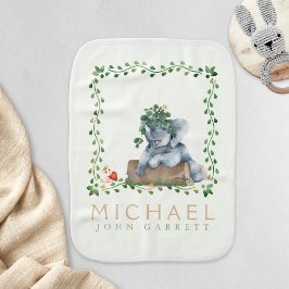 Paño Para Bebés Pastel hoja verde lindo elefante floral hámster