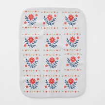 Patrón floral Ropa de Burp de bebé - Fondo blanco