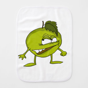 Paño Para Bebés Personaje de caricatura de manzana verde con una s