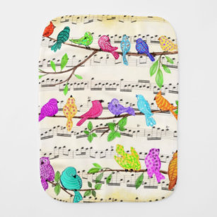 Paño Para Bebés Sinfonía de pájaros musicales alegres y coloridas 