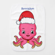 Un pulpo alegre lindo usando Navidades gorra perso