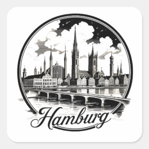 Panorama de Hamburgo Alemania – Calcomanía circula