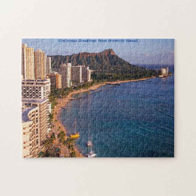Panorama marino de Honolulu Hawaii. Rompecabezas (Horizontal)
