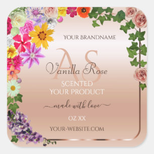 Panorámica Floral Pastel Rosa Rosada Etiquetas Mon