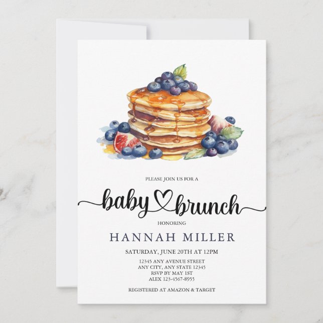 Panqueque | Invitaciones a la ducha para bebés (Anverso)