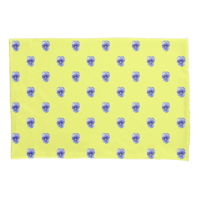 Pansia azul en amarillo - funda de almohada (Anverso)