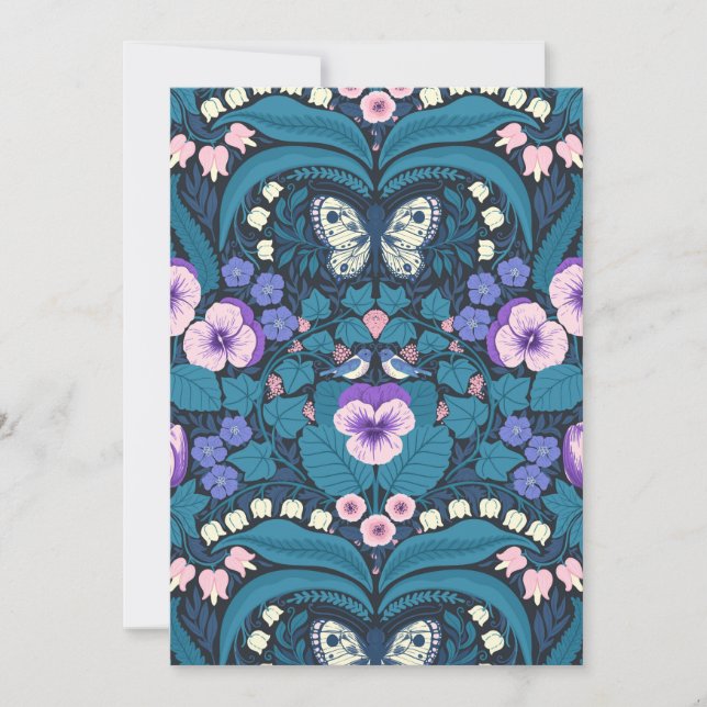 Pansias, pájaros y mariposas (Anverso)