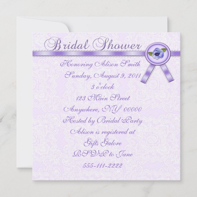 Pansies Bridal Shower Invitación (Anverso)