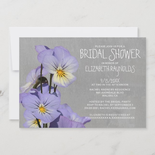 Pansies Bridal Shower Invitaciones (Anverso)