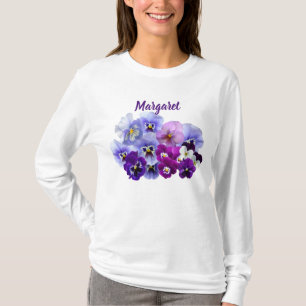 Pansies de bonito con camiseta floral personalizad