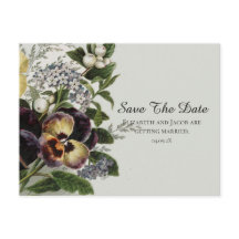 Pansies de época Guardar la postal de fecha