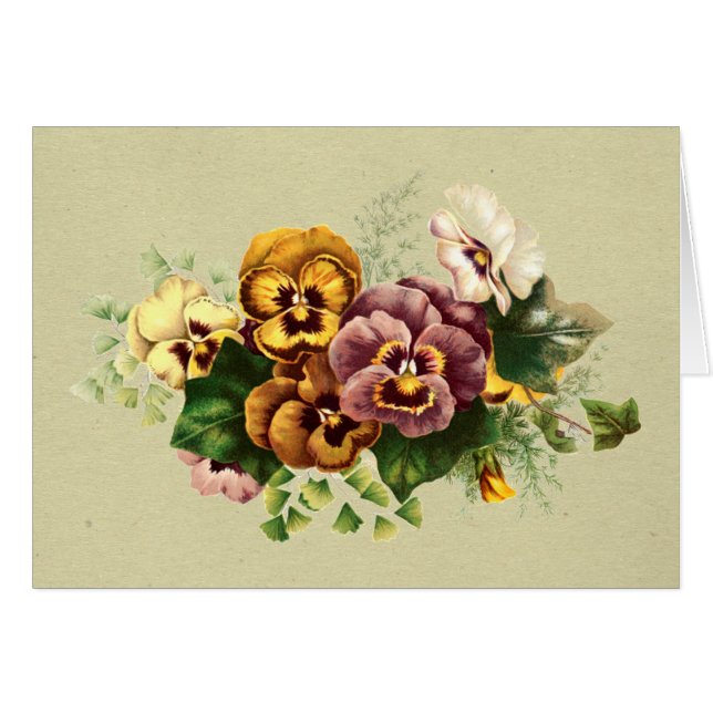 Pansies de época pintados Bouquet (Anverso (Horizontal))