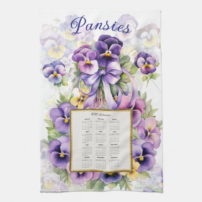 Pansies de toalla de calendario 2025 (Vertical)
