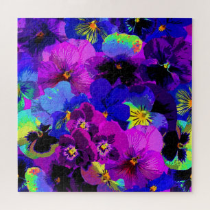 Pansies Flores Jigsaw Puzzle Spring Purple