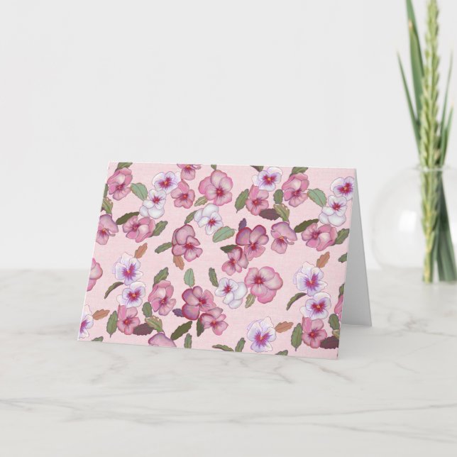 Pansies - Tarjeta de saludo Rosa pálida (Anverso)