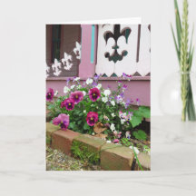 Pansies y Fleur-de-lis - Tarjeta de viñedo de Mart