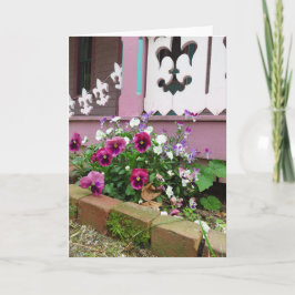 Pansies y Fleur-de-lis - Tarjeta de viñedo de Mart