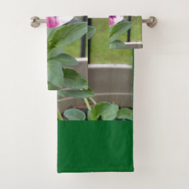 Pansy Bath Towels (Pink & Purple)