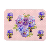 Pansy floral rosa shabby chic imán de punto rosa