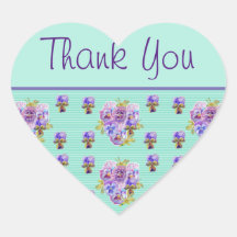 Pansy Flower Aqua Stripe floral Gracias Pegatina