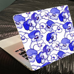 Pansy Flower Blue and White Laptop pegatinas de pi