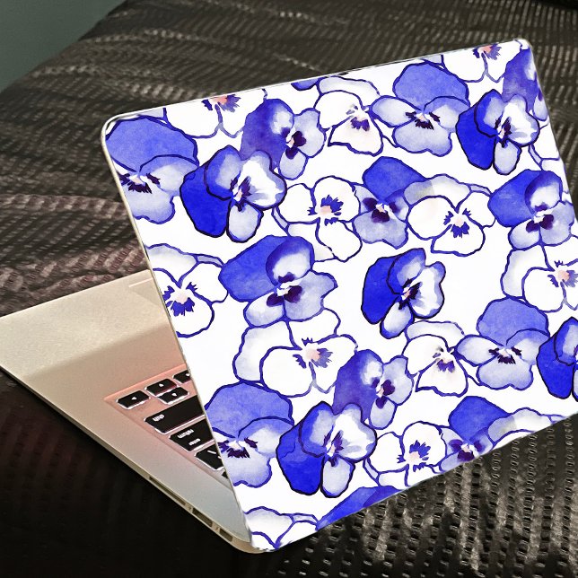Pansy Flower Blue and White Laptop pegatinas de pi (Subido por el creador)